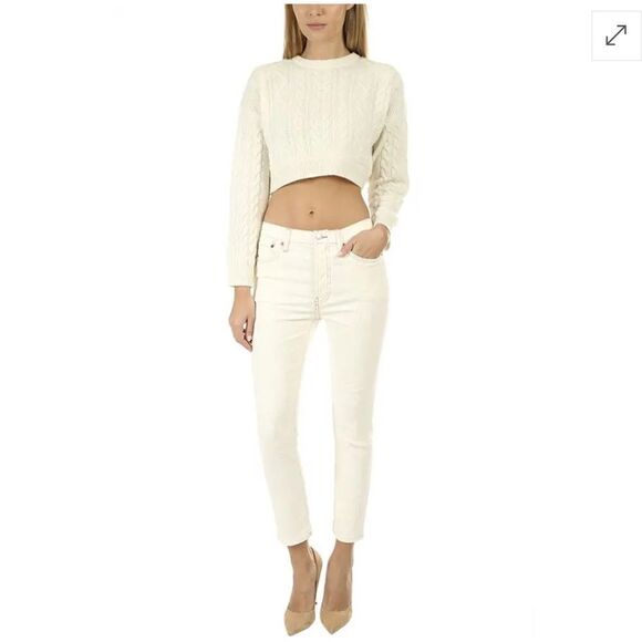 Re/Done Corduroy Stretch High Rise Ankle Crop in Winter White. Size 25. NWT! - Picture 1 of 15